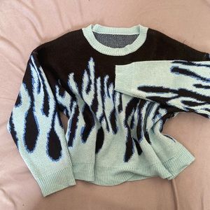 Crochet blue flame sweater